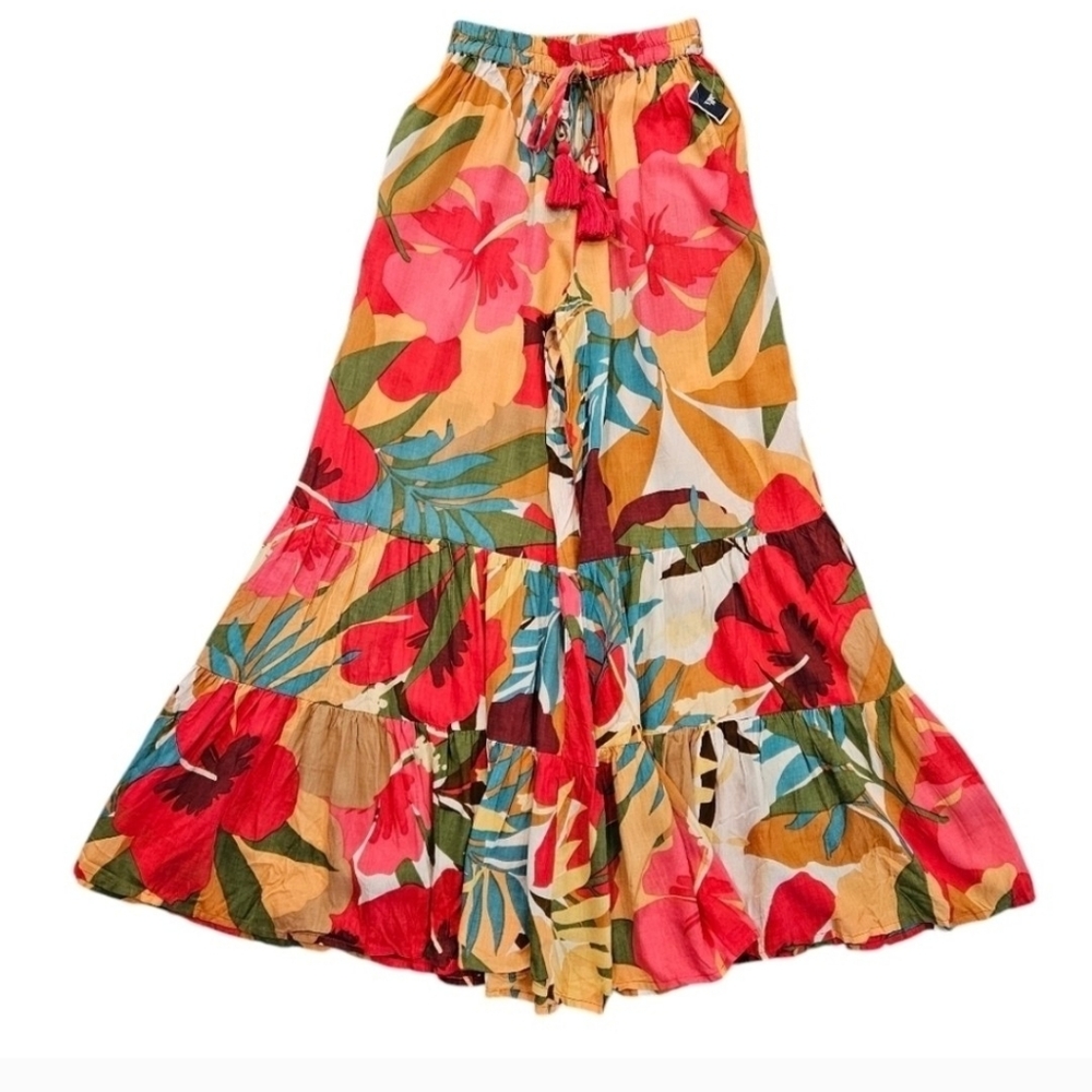 NEW True Destinations Tropical Floral Wide Leg Flowy Casual Pants XS